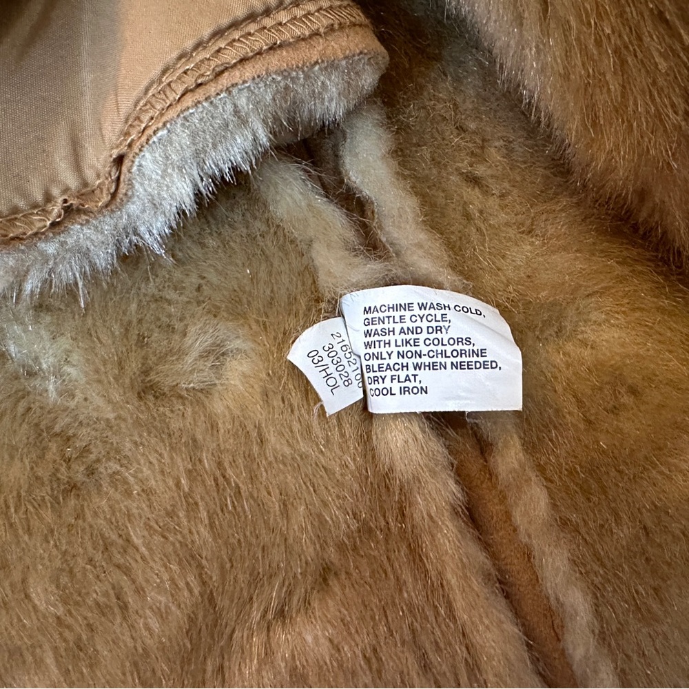 Vintage Y2K Gap Suede Hooded Winter Coat - Tan/Brown - Women’s XS / Girl’s XL - Picture 11 of 12